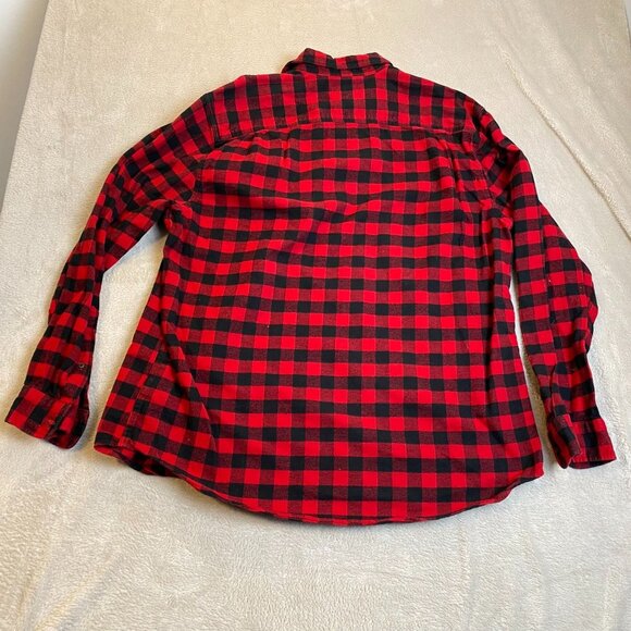 Essentials Mens Shirt Size XL Long Sleeve Plaid Flannel Button Up Red Black Y2K - Picture 7 of 7